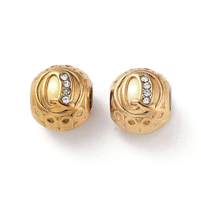 Ion Plating(IP) 304 Stainless Steel Rhinestone European Beads STAS-A092-10Q-G-1