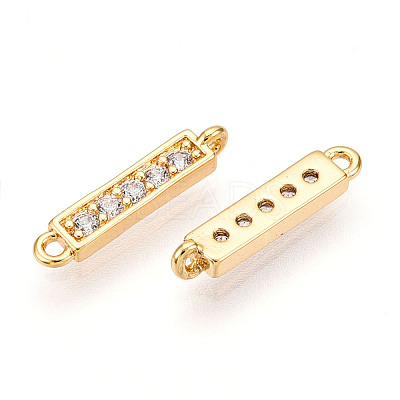 Brass Micro Pave Clear Cubic Zirconia Connector Charms KK-N261-79G-1