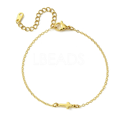 Cross Brass Link Bracelets BJEW-JB10588-1