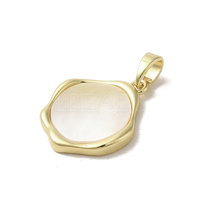 Brass Pave Shell Pendants KK-I708-13C-G-1