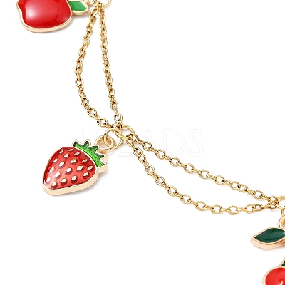 Alloy Enamel Fruit Charm Anklet AJEW-AN00560-02-1
