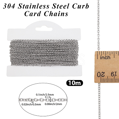10M Tarnish Resistant 304 Stainless Steel Cable Chains CHS-BBC0001-17-1