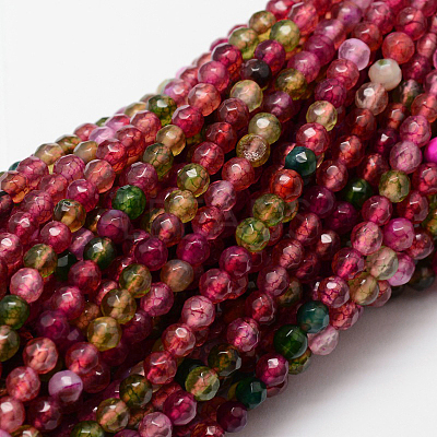 Faceted Natural Agate Round Beads Strands X-G-E318D-4mm-02-1