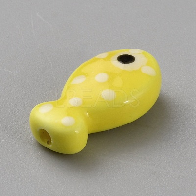 Handmade Porcelain Beads PORC-WH20001-02G-1