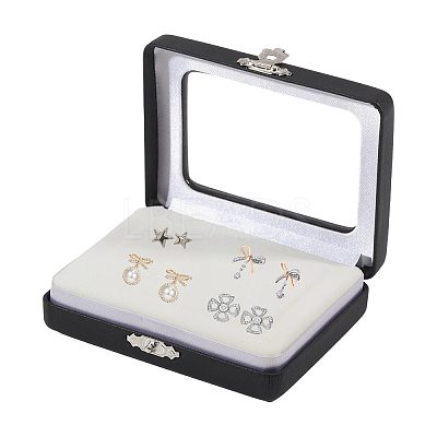PU Imitation Leather Loose Diamond Storage Boxes with Clear Acrylic Hinged Lid & Beige Velvet Inside AJEW-WH0817-035-1