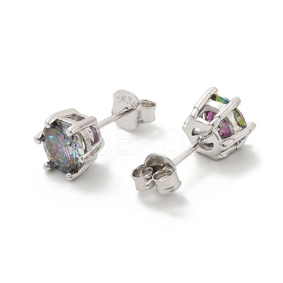 925 Sterling Silver Moissanite Rhinestone Stud Earrings EJEW-U042-05P-04-1