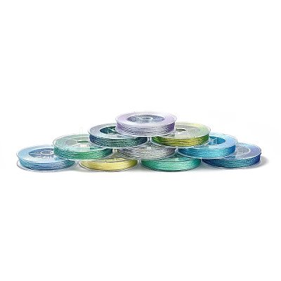 10 Rolls 10 Colors 6-Ply PET Polyester Metallic Thread OCOR-L046-03B-1