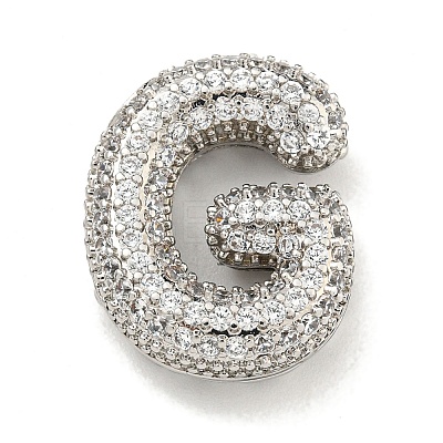 Platinum Plated Brass Micro Pave Cubic Zirconia Pendants KK-L073-001P-G-1