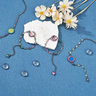 DIY Rainbow Color Blank Dome Link Bracelet Making Kit DIY-SZ0009-08-1