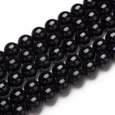 Natural Black Tourmaline Beads Strands G-L554-02-6mm-1