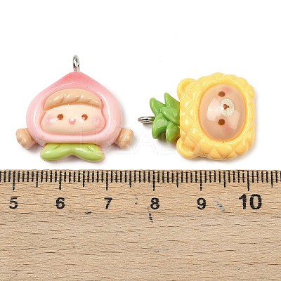 Fruits Theme Opaque Resin Pendants RESI-Z047-02P-1