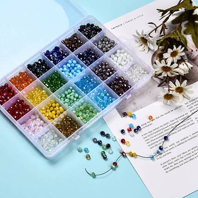 24 Colors Electroplate Glass Beads EGLA-X0006-04B-6mm-1