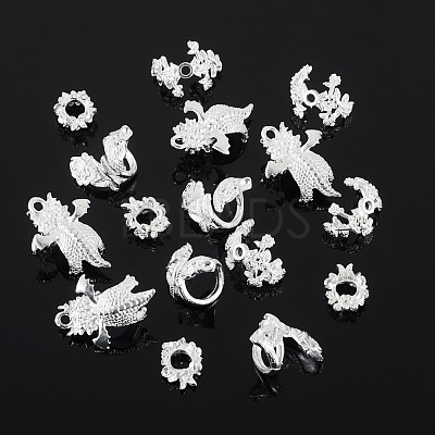 20Pcs 4 Styles Alloy Bead Caps & Pendant Cabochons Settings FIND-TA0010-07-1