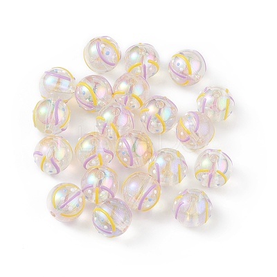 UV Plating Rainbow Iridescent Acrylic Enamel Beads OACR-I003-15A-1