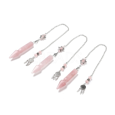 Natural Rose Quartz Pointed Dowsing Pendulums G-I322-01P-01-1
