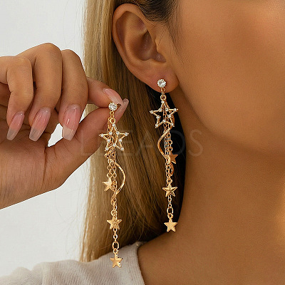 Alloy & Rhinestone Tassel Stud Earrings WGC7DA3-02-1