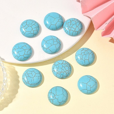 Craft Findings Dyed Synthetic Turquoise Flat Back Dome Cabochons X-TURQ-S266-20mm-01-1