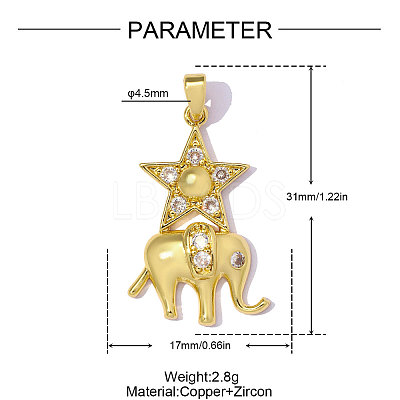 Brass Micro Pave Clear Cubic Zirconia Pendants CU-OY001-51G-1