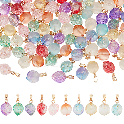 100Pcs 10 Style Two Tone Transparent Spray Painted Glass Pendants GLAA-PH0002-72-1