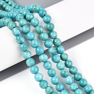 Dyed Synthetic Fossil Beads Strands G-T139-6mm-66F-1