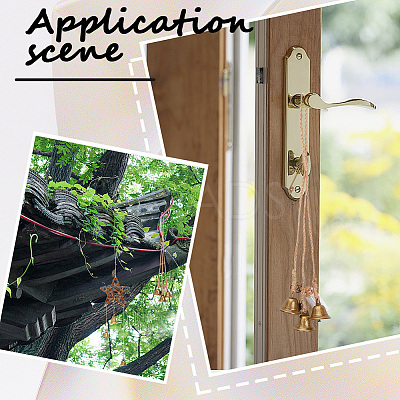 2Pcs 2 Styles Rattan & Iron Witch Bells Wind Chimes Door Hanging Pendant Decoration WICR-CN0001-01-1