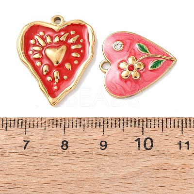5Pcs 304 Stainless Steel Enamel Pendants STAS-P432-03B-G-1