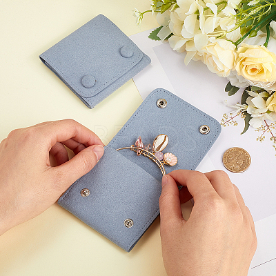 2Pcs Microfiber Cloth Jewelry Storage Bags with Brass Button ABAG-BBC0001-17A-02-1