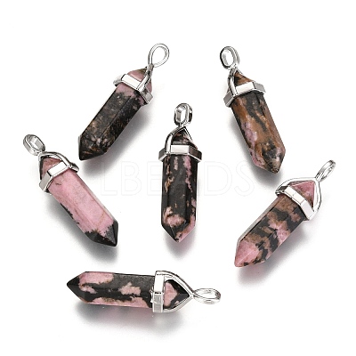 Natural Rhodonite Double Terminated Pointed Pendants X-G-F295-05D-1