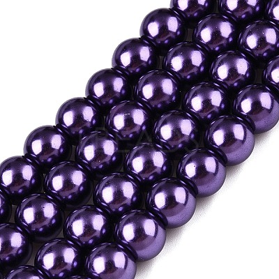 Baking Paint Pearlized Glass Pearl Round Bead Strands HY-Q003-4mm-20-1