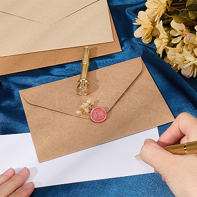 1Pc Golden Tone Brass Wax Seal Stamp Head with Bamboo Stick Shaped Handle STAM-CP0001-04H-1