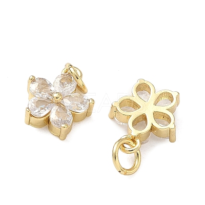 Brass Micro Pave Clear Cubic Zirconia Charms X-KK-F930-02G-1