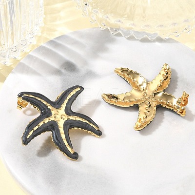 Starfish 304 Stainless Steel Enamel Stud Earrings SA-CBA46AF-23G-1