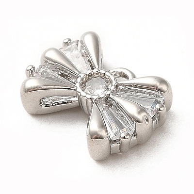 Brass Micro Pave Clear Cubic Zirconia Pendants ZIRC-P113-03P-1