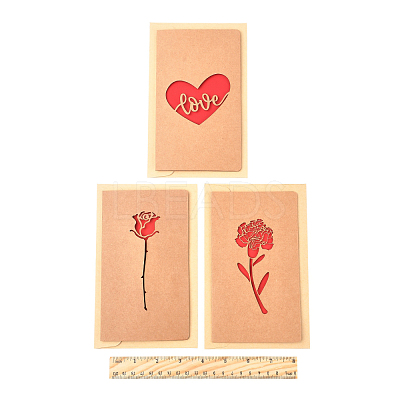 3 Sets Kraft Paper Greeting Cards AJEW-FS0001-27B-1
