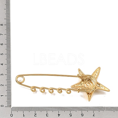 Starfish with Swirl 304 Stainless Steel Safety Pins Brooch Findings SA-CBAB767-06A-G-1