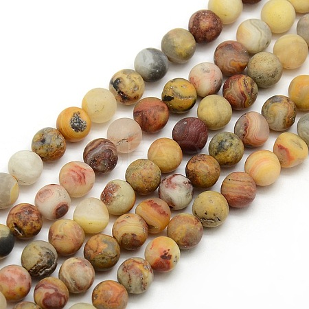 Frosted Natural Crazy Lace Agate Round Bead Strands G-M063-4mm-02-1