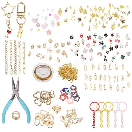 1 Bags DIY Keychain Kit DIY-GL0007-18-1