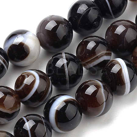 Natural Striped Agate/Banded Agate Beads Strands G-S259-04A-8mm-1