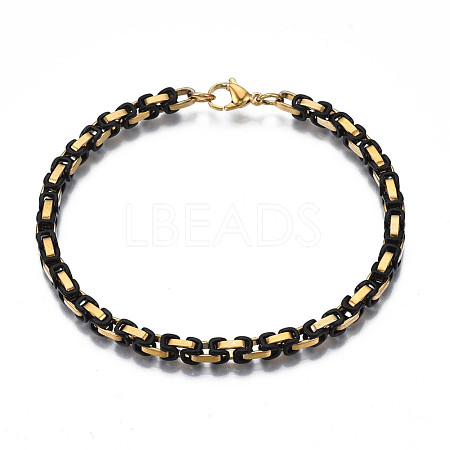 Ion Plating(IP) 201 Stainless Steel Byzantine Chain Bracelet for Men Women BJEW-S057-89B-01-1