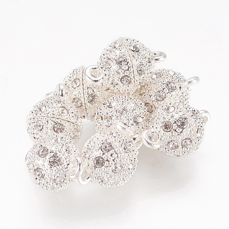 Alloy Rhinestone Magnetic Clasps with Loops X-RB-H116-2-S-1