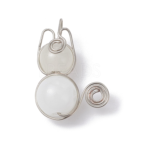 Imitation Jade Glass Bead Pendants PALLOY-JF02479-02-1