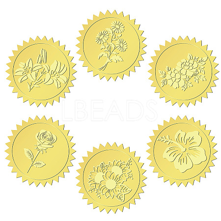 6 Patterns Aluminium-foil Paper Adhesive Embossed Stickers DIY-WH0451-003-1