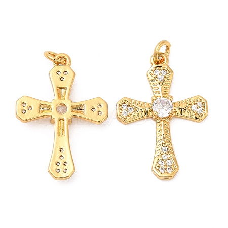 Brass Micro Pave Cubic Zirconia Pendants KK-P236-24G-1