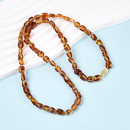Natural Amber Nuggets Beaded Necklaces NJEW-T019-06-1