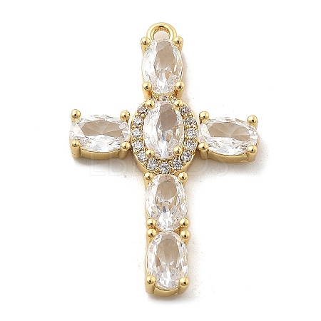 Brass Micro Pave Clear Cubic Zirconia Pendants KK-L228-03G-05-1