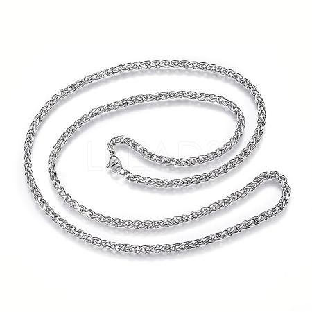 Non-Tarnish 304 Stainless Steel Wheat Chain Necklaces NJEW-D285-14P-1