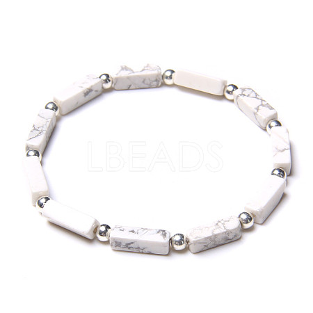 Natural Howlite Beads Stretch Bracelets for Men BC6173-4-1