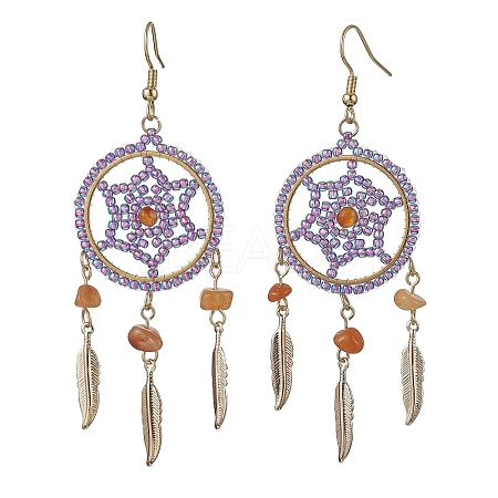 304 Stainless Steel with Glass Dangle with Natural Agate Stud Earring EJEW-MZ00185-02-1