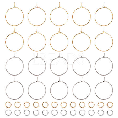 Unicraftale 120Pcs 2 Color 316 Surgical Stainless Steel Hoop Earring Findings STAS-UN0043-01-1