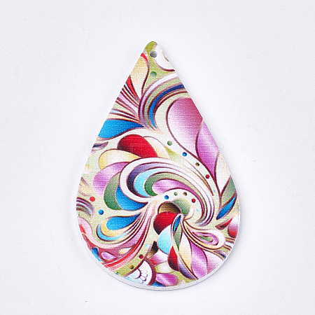 Printed Wooden Big Pendants WOOD-S051-01J-1